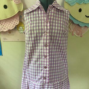 Purple Gingham Drop Waist dress Vintage L